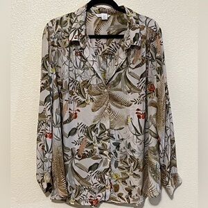 H&M Tropical Print Button Up Blouse